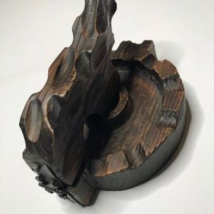Vintage Hand Carved Wooden Nutcracker / Ashtray Handmade Style / Unique Nails